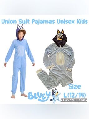 Disney Bluey Union Suit Pajamas Boy Girl Unisex Kids Size L(12/14)